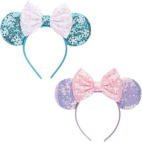 DRESHOW Mouse Ears Bow Headbands Glitter Party Decoration Cosplay Costume for Women