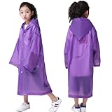 RUISHYY Kids Rain Poncho (2 Pack), Reusable EVA Children Raincoat for 6-13 Girls Boys, Waterproof Long Rain Jackets with Hood