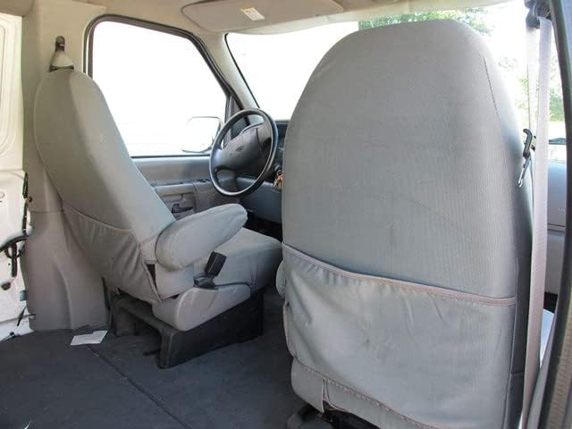 Durafit Seat Covers Made to fit 1993-2008 E-Series Van Captain Chairs with One Armrest Per Seat, Exact Fit Seat Covers in Dark Gray Leatherette. NOT for RV's