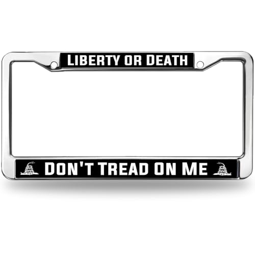 Image of Liberty or Death Don't Tread on Me Promotional License Plate Frame,Custom Declaration License Plate Frame in Stainless Steel