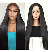 30 Inch Synthetic Lace Front Wigs for Women 13x3 Lace Front Wig Straight Synthetic Glueless Wigs ...