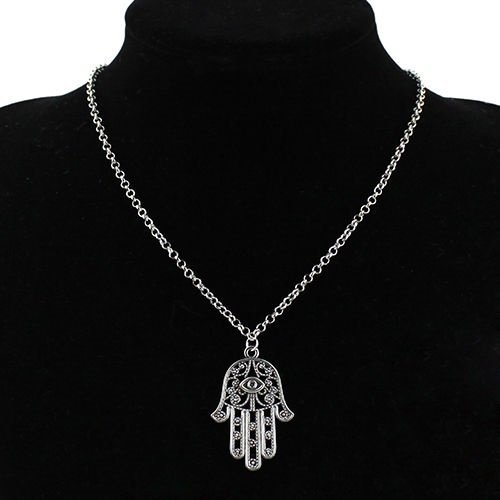 Brand New Good Luck Protection Hamsa Symbol Fatima Hand Evil Eye Pendant Chain Necklace