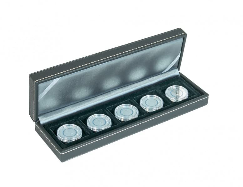 Lindner 2362-5 Estuche monedas NERA S com 5 compartimentos cuadrados para monedas o cápsulas con un diámetro de hasta 40 mm