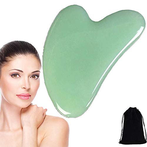 Gua Sha Facial Tool, Nature Jade Board Stone Guasha Massage Tool, Guasha Board for Facial and Body Skin Massage Scraping, for Face Eye Foot Neck SPA