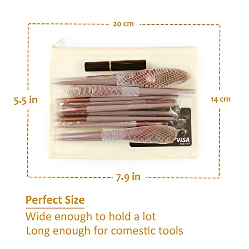 Koolmox Small Cosmetic Bag 16 Pcs, Canvas Pouch with Zipper of 8 Colors, 8x5'' Blank Cotton Bags for Embroidery, Tie Dye, Marker, Circuit Projects, Christmas Gifts, Travel Bags for Pen Pencil2