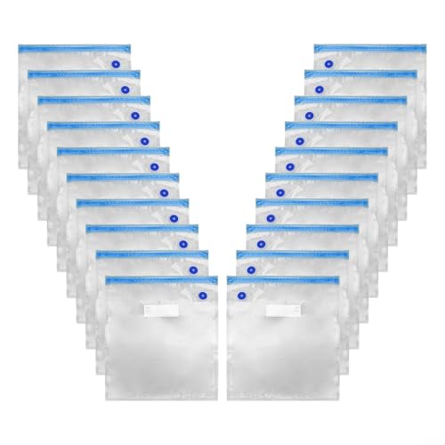 20 Stück wiederverwendbare Vakuum-Kompressions-Aufbewahrungsbeutel, 30 x 34 cm, transparent, feuchtigkeitsbeständig, mit Reißverschluss für 3D-Drucker-Filamentschutz und Trockenlagerung, um die