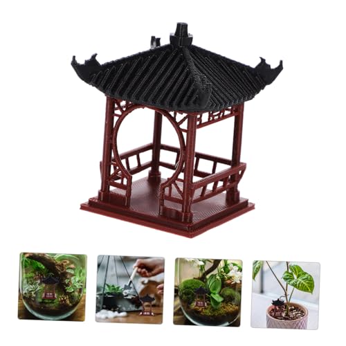 Pavillon chinois miniature rouge résistant aux intempéries pour décor extérieur de pot - 6