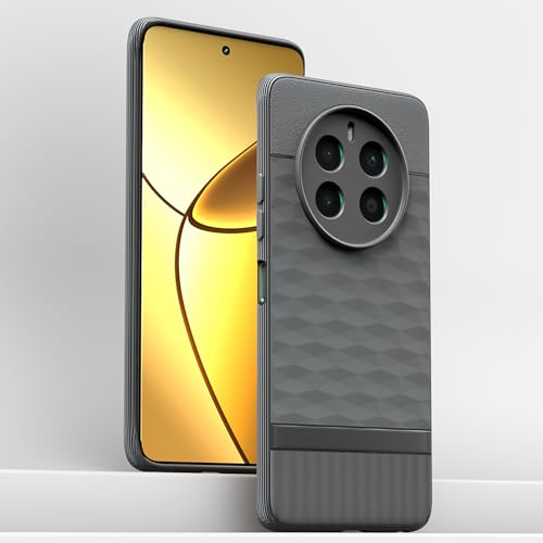 Image of Pikkme Back Cover for Realme 12 Plus 5G / P1 5G / Narzo 70 5G / 70 Pro 5G Camera Protection 3D Hexa Cube Design Silicone Protective Bumper Case (Grey)