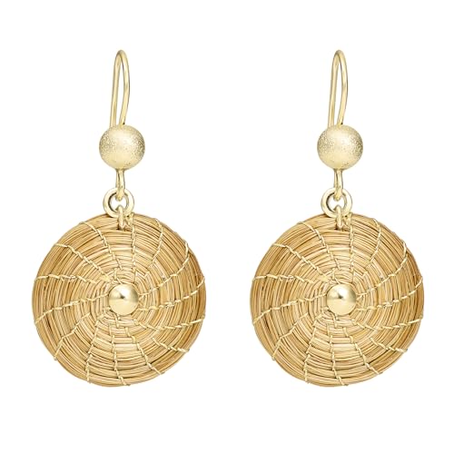 VERA NAVARRO - Pendientes Mandala en Oro Vegetal - Ø 20 mm - Aros Dorados - Hecho a Mano 100% Natural - Joyería Bisutería Artesanal - Original