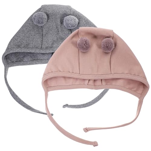 KOCKSHION 2 Gorros de Algodón para Recién Nacidos Orejas Adorables, Cálidos y Cómodos Correas Ajustables para Invierno en Interiores, Diseño Atractivo para Bebés y Niña