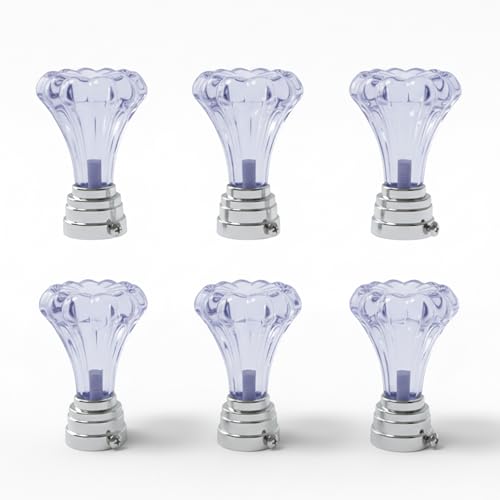 Image of Atlantic Curtain Rod Finials Set of 6 - Flower Style Decorative Textured Resin Finials for Standard Drapery Rods, Amethyst Purple