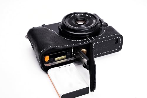 Étui Fujifilm X70 cuir véritable fini les rayures accès batterie direct noir