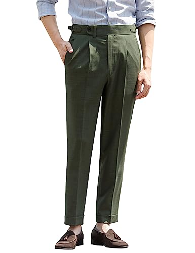 Snoly Men's Summer Retro Linen Lightweight Gurkha Tapered