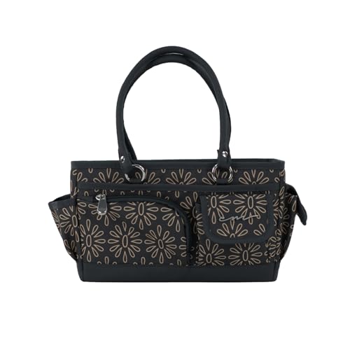 Image of Everything Mary Junior Deluxe Store & Tote Organizer - Tan Geo Craft Caddy with Handles - Collapsible Storage Bag for Sewing, Scrapbooking, Art Supplies & DIY Craft Projects