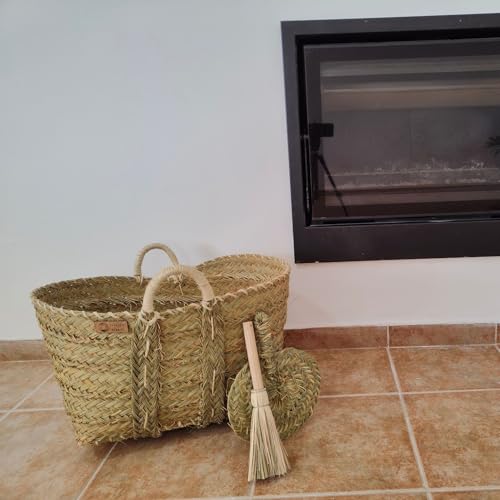 Miniatura 6 de Cestería Aparici - Leñero De Esparto Grande 60cm Con Asas De Pita Reforzadas. Cesto Artesanal Para Leña Y Almacenaje Decorativo. Fabricación Nacional. 60x45x35 Cm, Ref. 7110-2 .