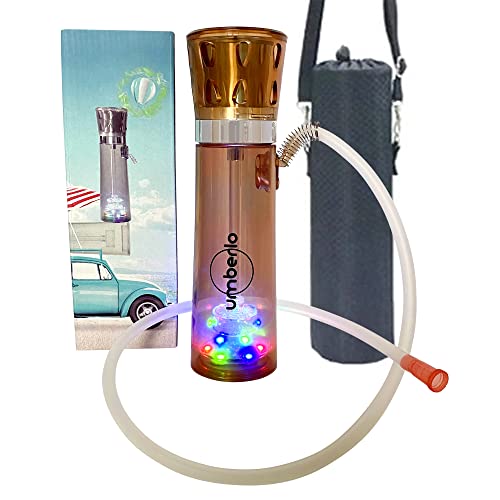 umberlo Hookah, Portable Hookah Set with Everything, Hookah Accessories with Hookah Bowl, Hose, Tip and Traveling Case. Mini Hookah Shisha, Modern LED Hookah, Small Hookah for Car (Orange)