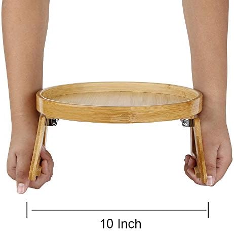 Emoson Sofa Armrest Clip Tray, Side Table for Remote Controls/Drinks/Gamepads Holder (Bamboo)