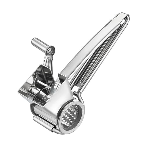 HEALEEP Rallador de Queso Manual de Manivela en Acero Inoxidable 304, Rallador Giratorio para Cocina Profesional, Utensilio Seguro y Resistente para Rallar Ajo y Queso, Adecuado