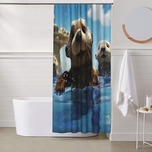 Rideau de douche imperméable loutre 183x183 cm avec 12 crochets - 8