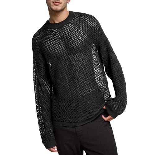 T-shirt manches longues homme à motif soleil décontracté en maille respirante