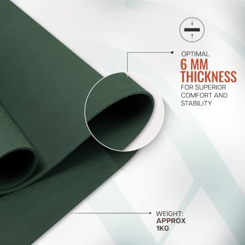 Image of WiseLife Grande XL 6 MM TPE Yoga Mat for Men & Women | Extra Thick, Long & Wide Premium Exercise Mat with Yoga Strap | Anti-Slip & Anti-Tear Ideal for Yoga, Pilates, Home Workouts & Gym Use (Green)