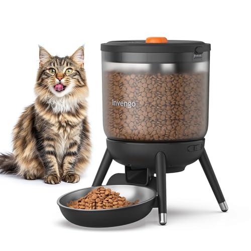 Invengo Automatic Cat Feeder with Timed Food Dispenser, One-Touch Feeding,