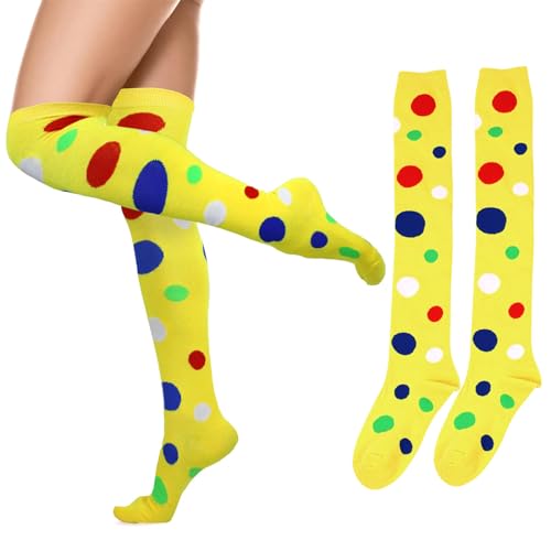 Image of Thigh High Socks for Women Girls Fancy Colorful Polka Dot Over the Knee Stockings Long Socks 1 Pack