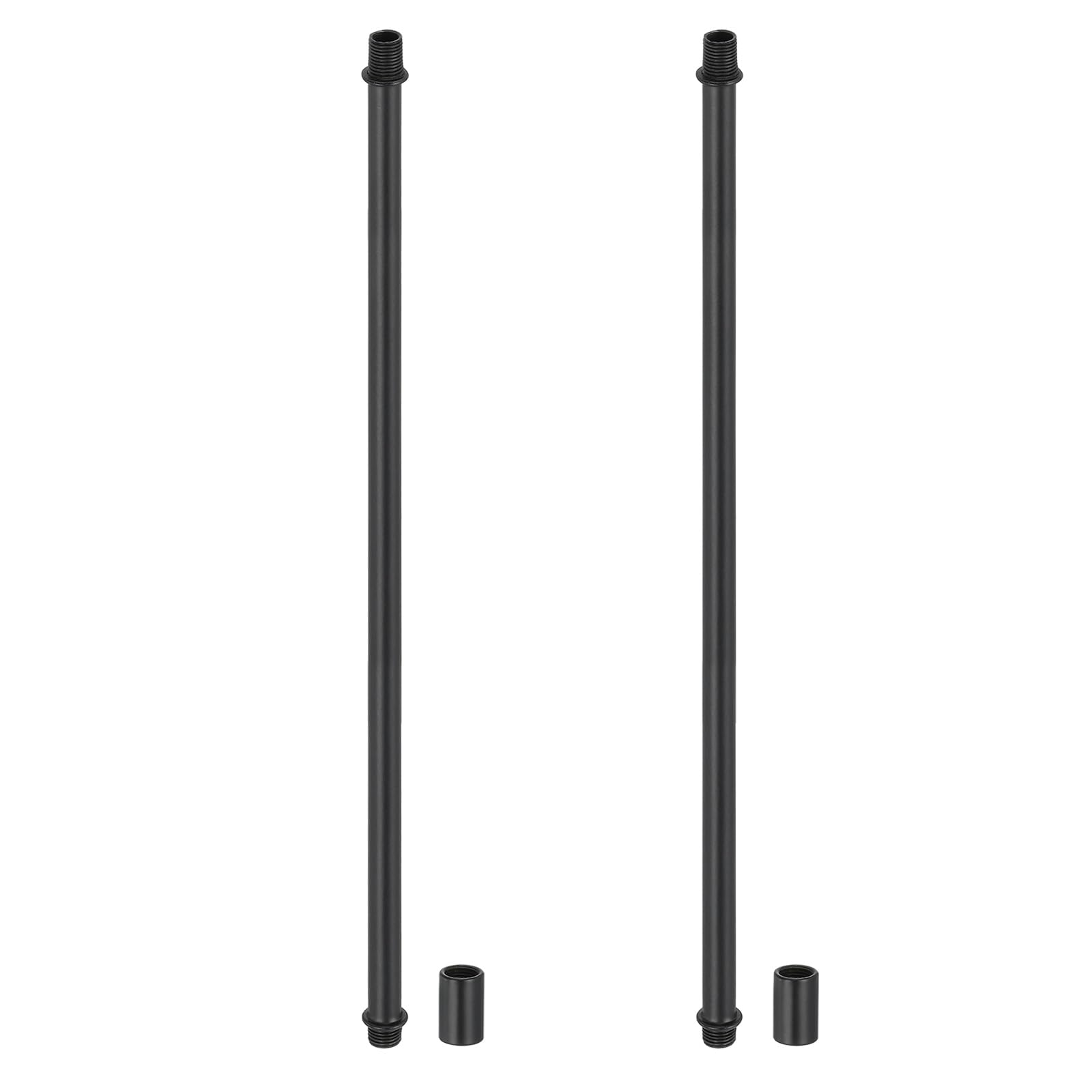 PATIKIL Straight Pipe Lamp Stems Rod Kit, 2 Set M10 Carbon Steel 350mm(13.78") Long Double End Thread Rod with Coupling Nuts Sleeve Connector for Table Lamps Chandeliers,Black — image 1