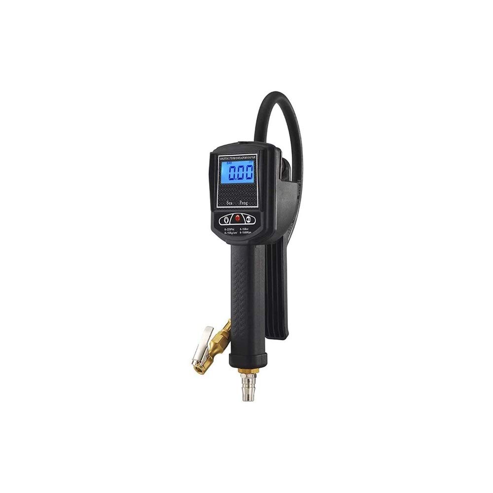 Inflador digital de manómetro de presión de neumáticos, 255 PSI Inflador de neumáticos Compresor de mandril de aire Accesorios con manguera de goma de 360° para automóvil Bicicleta Rv Camión Automóvi