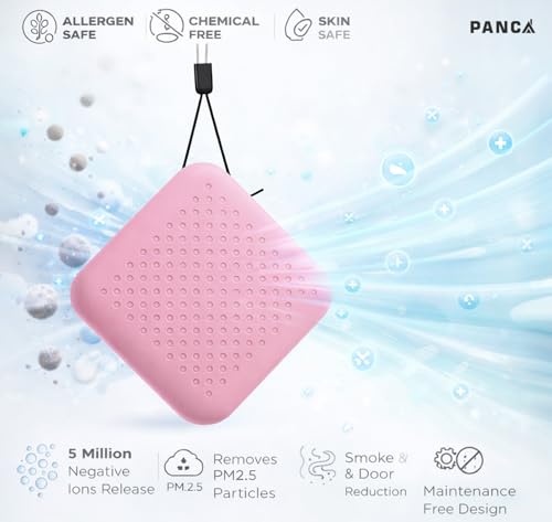 Image of Wearable Personal Air Purifier Necklace | 120H Battery | Filterless Ionic Air Cleaner | Portable Travel Air Purifier for Office, Car & Home | Lightweight Compact Design (Pink)