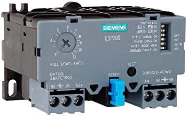 Siemens 3UB81234DW2 Solid State Overload Relay, ESP200 Catalog No. 48ATD3S00, 5.5 to 22A, Frame Size A1, 3-Phase, Class 5/10/20/30 Adjustable, Manual/Automatic Reset