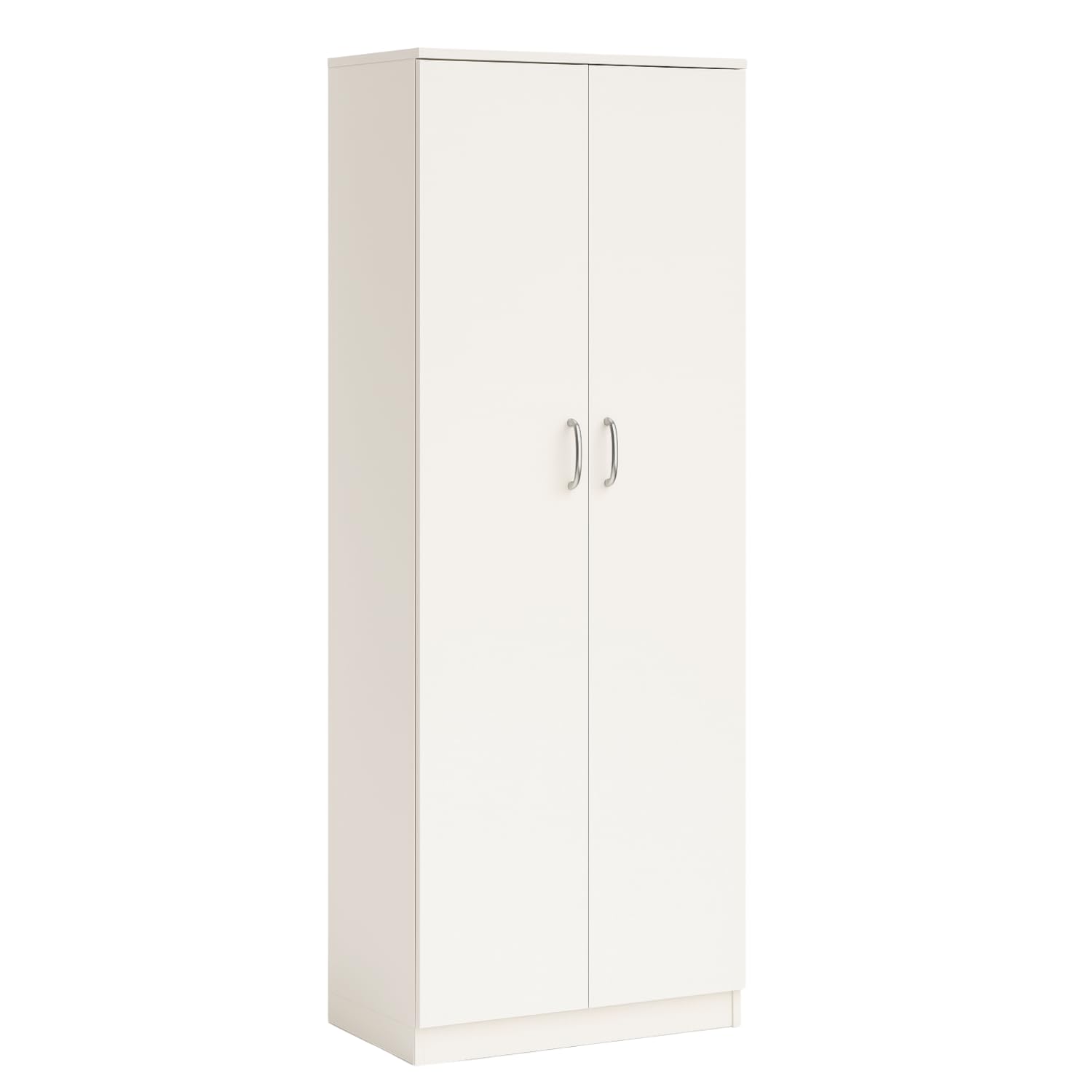 eacommerce - Armadio Multiuso con 2 Ante | 5 Ripiani | Stile Moderno in Legno Melaminico | Chiusura Rallentata, Maniglie Cromo Satinate | Per Ingresso Garage Ripostiglio - Colore Bianco