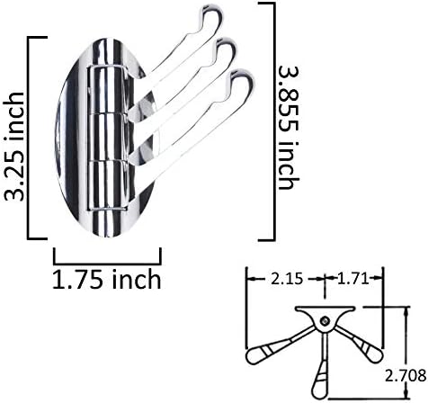 Kare & Kind 1x Stainless Steel Swivel Hook - Foldable, Solid Wall Mount Coat Jacket Holder - Three Swing Arms - For Hanging Wet and Dry Clothes, Towels - Install in Kitchen, Bedroom, Bathroom, Garage