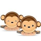 50 Count Monkey Paper Plates Zoo Monkey Shaped Disposable Party Supplies Jungle Safari Party Cake Dessert Plate Animals Theme Dinnerware for Gender Reveal Boy Girl Baby Shower Birthday Decorations