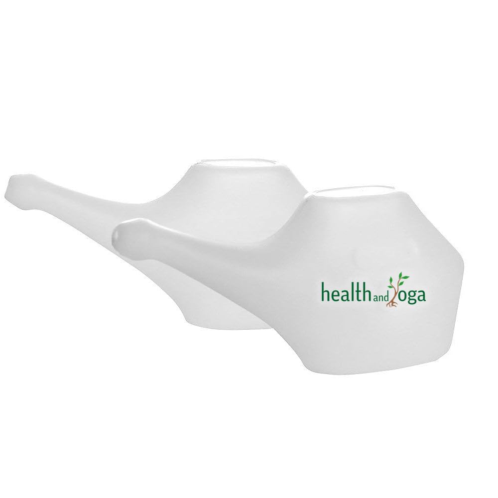 HealthAndYoga® QwikFlo Plastic Neti Pot (White-200 ml)- Clears blocked nose & sinuses- Saline Nasal Wash Yoga Detox- For Common Cold & Headaches- Economical, Lightweight, Travel Accessory