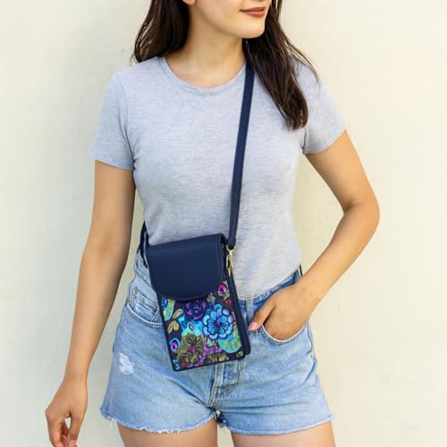 Ladies Cell Phone Crossbody Wallet with Leather Detailing2