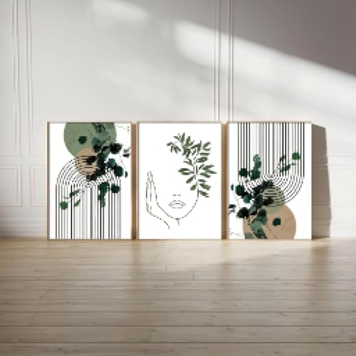 Peinture sur toile minimaliste feuilles vertes TONGYINLI 60x90cm