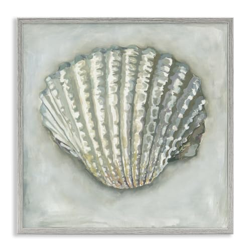 Stupell Industries Clam Shell Nautical Grey Framed Wall Art, Design by Erica Christopher, 12 x 12