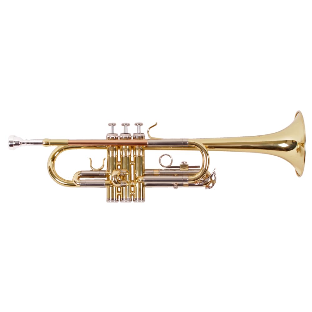C- Trompete mit Goldmessing Mundrohr Neusilber Koffer + Mundstück