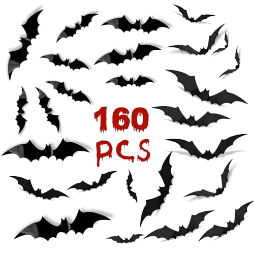 Halloween Decorations Clearance Bats 160 Pcs,Halloween Decorations Indoor Clearance,Halloween Decor Wall Decor,Bats Halloween Decorations Outside Clearance for Bedroom Halloween Party Decorations