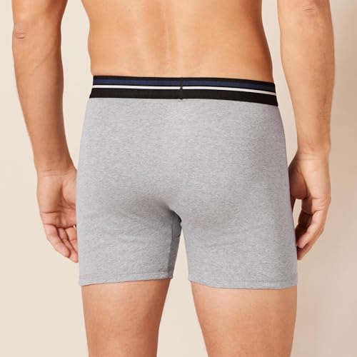 Amazon Essentials Men's Breathable Cotton Underwear Boxer Briefs, Tag-Free, Pack of 5, Black/Charcoal/Grey Heather, Large - Thumbnail 4