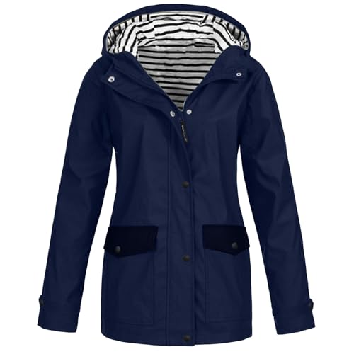 Veste imperméable femme capuche manteau manches longues coupe-vent