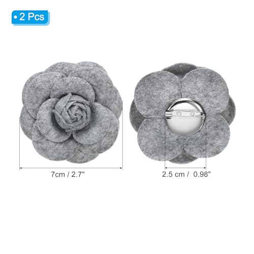 Image of PATIKIL Camellia Fabric Pin, 2 Pcs Flower Brooch Artificial Flowers Brooches for Women Girls Cloth Wedding Party Decor Accessories Jewelry Gift, White