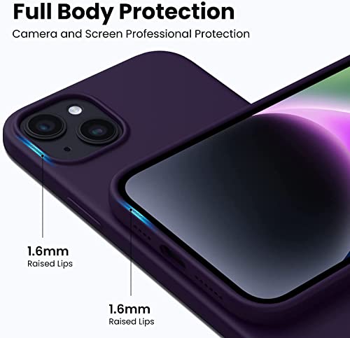 Image of DIZORO Microfiber Candy Case Compatible for iPhone 14, Shockproof Slim Back Cover Liquid Silicone Case (Deep Purple)