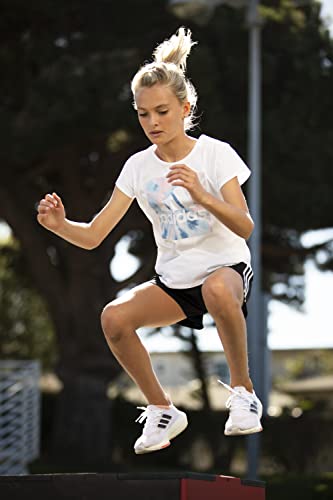 Adidas Girls Short Sleeve Scoop Neck Tee 22 T Shirt, White With Blue, Medium Us #TOP2