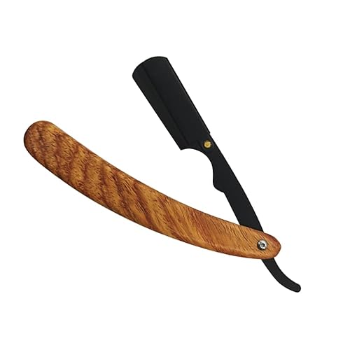 Miniatura 9 de FOMIYES Borde recto profesional, peluquero con cierre recto, afeitadora manual para hombre, mango de aluminio, recto, portátil, recto