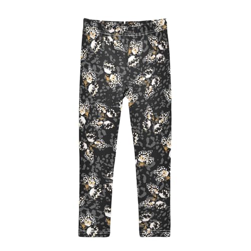 CaTaKu Girls Leggings Butterflies Animal Leopard Leggings for Girls Kids Athletic Workout Yoga Pants Size 4-10T