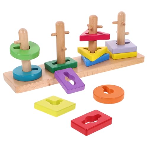 KAILIKETIY 木製幾何形状積み木 知育パズル 形合わせ遊び 早期学習用 の論理的思考と創造力を育む 幼児向け手先の器用さ向上
