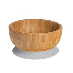 Tiny Dining Kinderbamboe zuignap – eetkamer ontbijtkom met verblijf zet zuig – milieuvriendelijk – grijs