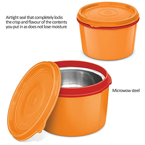 Image of MILTON Microwow Stainless Steel Lunch Container, 500 ml, Orange